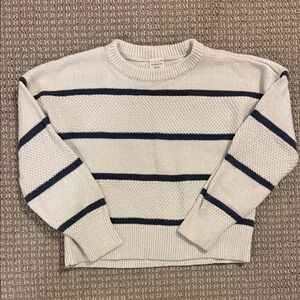 Striped Knit Sweater - Cream and Navy
